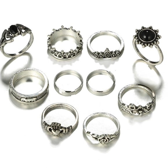 🌿 10 piece ring set - Picture 2 of 3